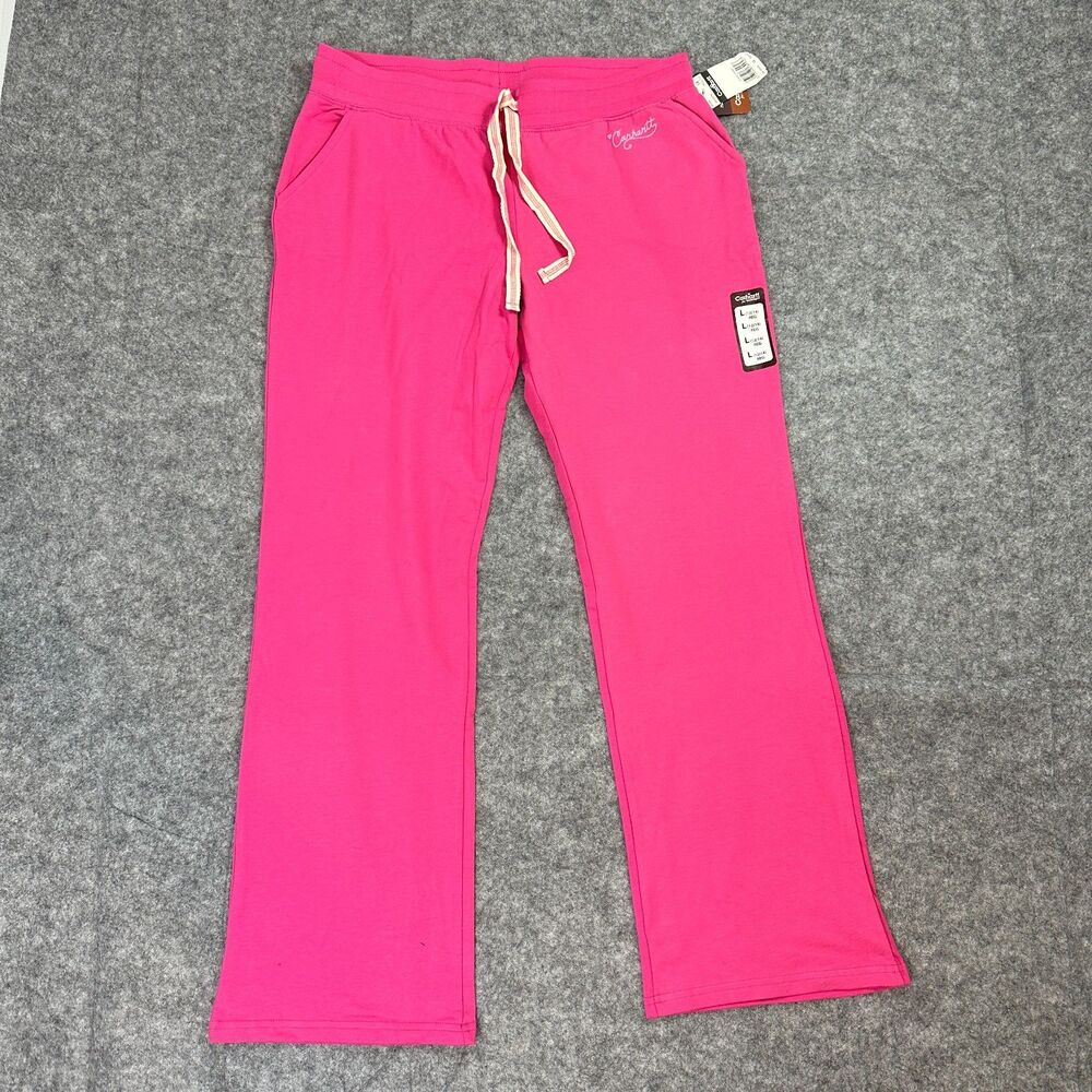 NWT Carhartt Women's Size L (12/14) Track Pants Sweatpants Hot Pink Wide Leg